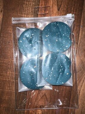 Blue Speckled Round cup holder Coasters - Set of 4 for car or couch etc.